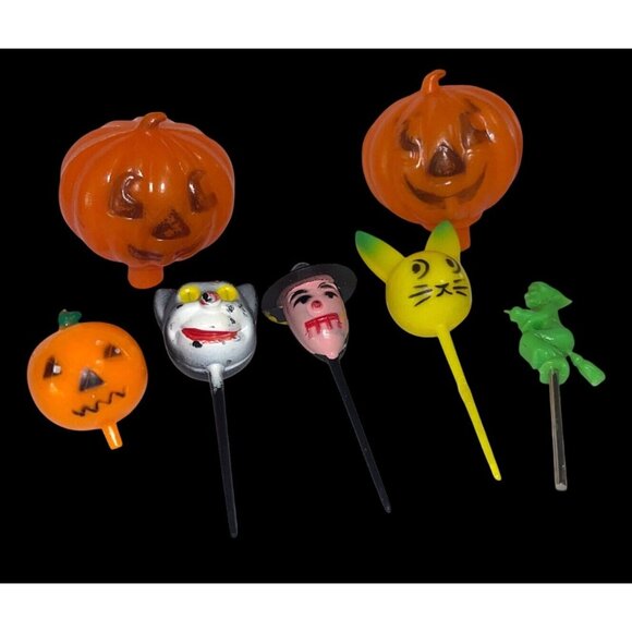 Other - Vintage Halloween Picks & Pumpkin Decorations - Set Of 8 Cupcake Toppers